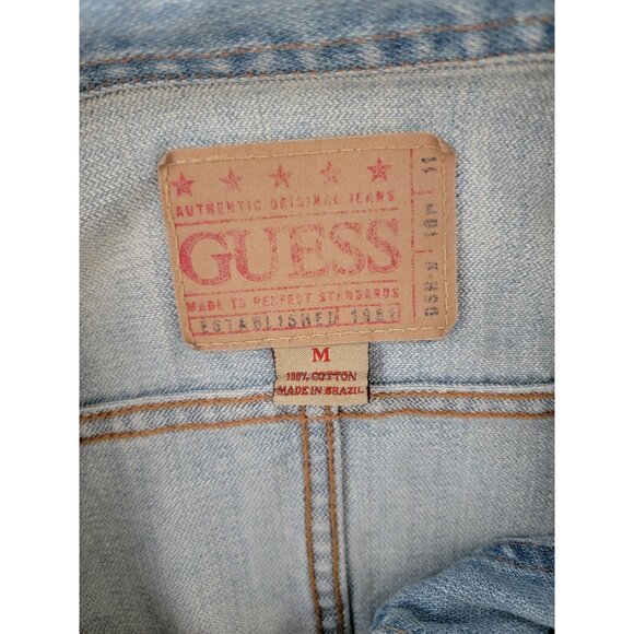 Guess Womens Medium Light Wash Denim Jacket Button-Up Rugged Workwear Style Sz M - Picture 6 of 9